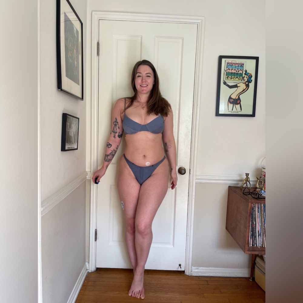 90s Vintage Ritchie Swimwear Faux Denim Swimsuit - Picture 1 of 15
